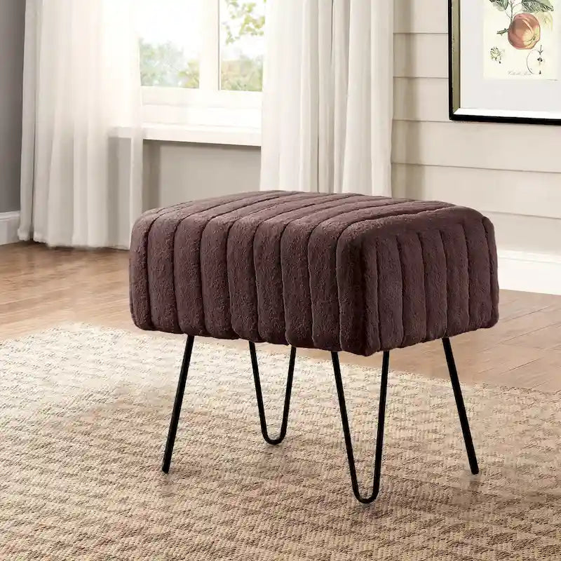 Banc Ottoman en Fausse Fourrure, Rayé, 1 Place