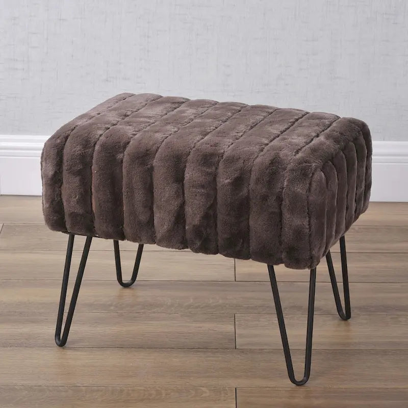 Banc Ottoman en Fausse Fourrure, Rayé, 1 Place