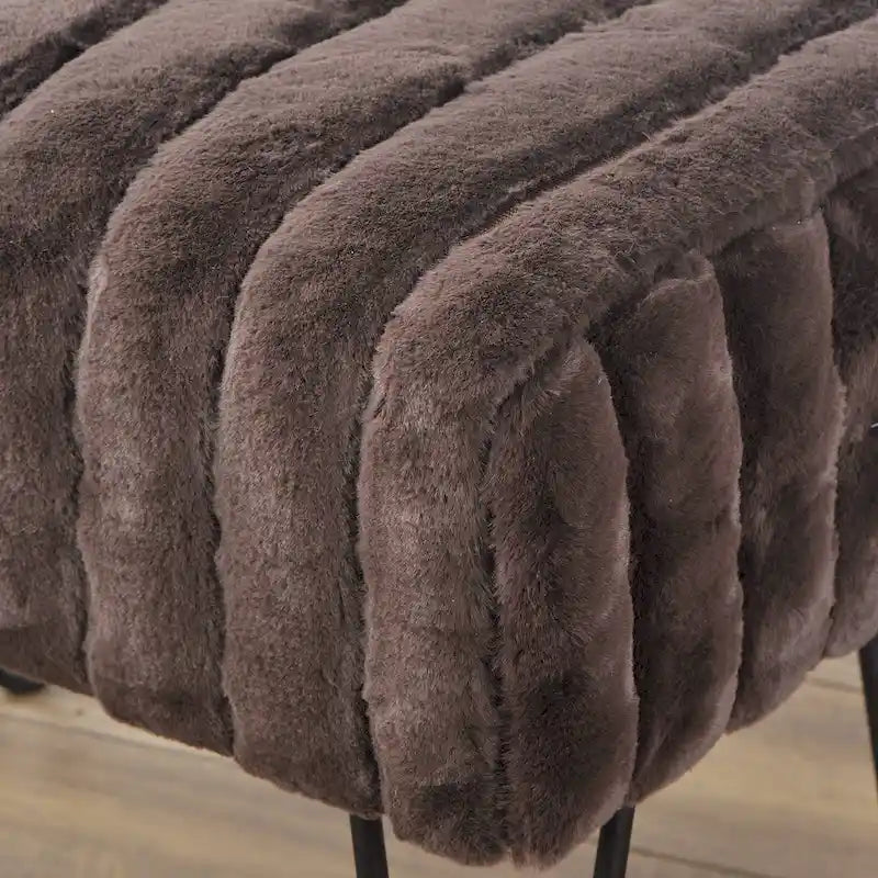 Banc Ottoman en Fausse Fourrure, Rayé, 1 Place