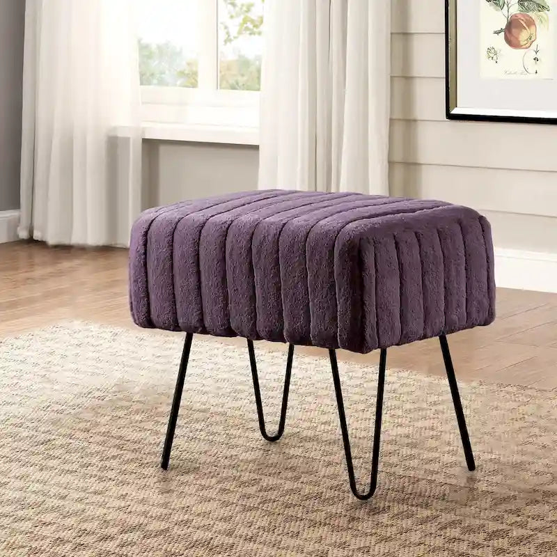Banc Ottoman en Fausse Fourrure, Rayé, 1 Place