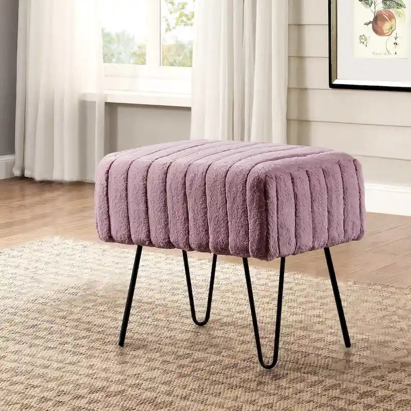 Banc Ottoman en Fausse Fourrure, Rayé, 1 Place