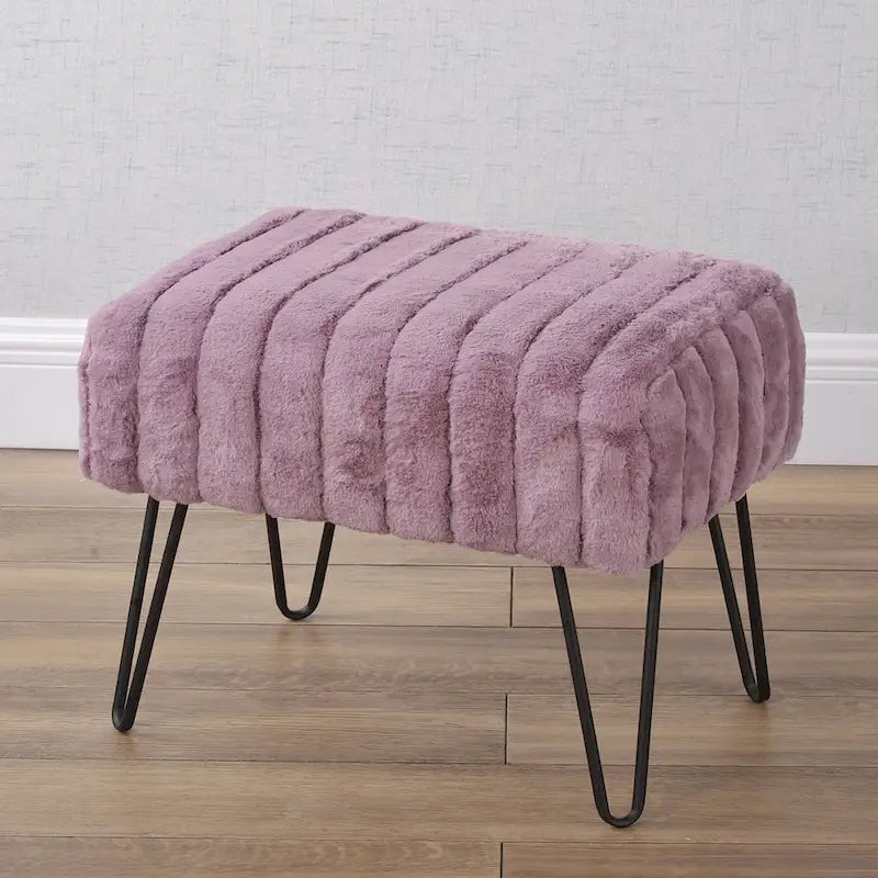 Banc Ottoman en Fausse Fourrure, Rayé, 1 Place
