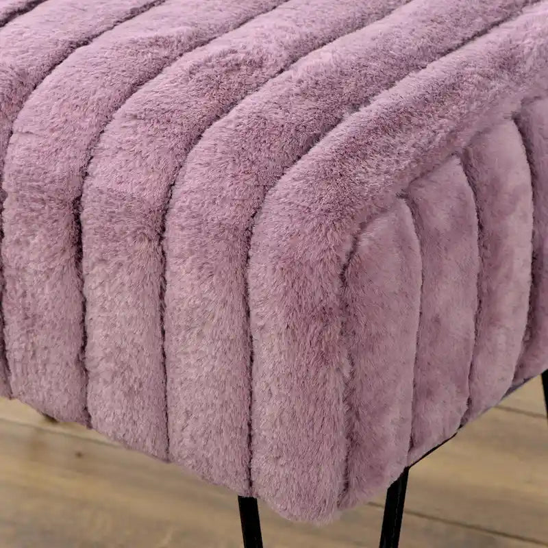 Banc Ottoman en Fausse Fourrure, Rayé, 1 Place