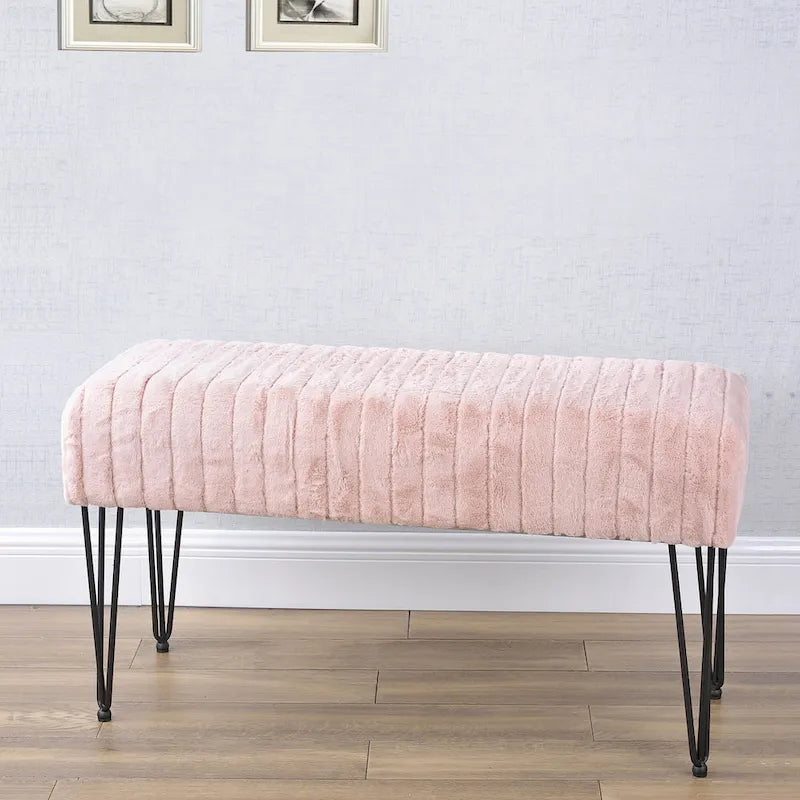 Banc Ottoman en Fausse Fourrure, Rayé, 1 Place