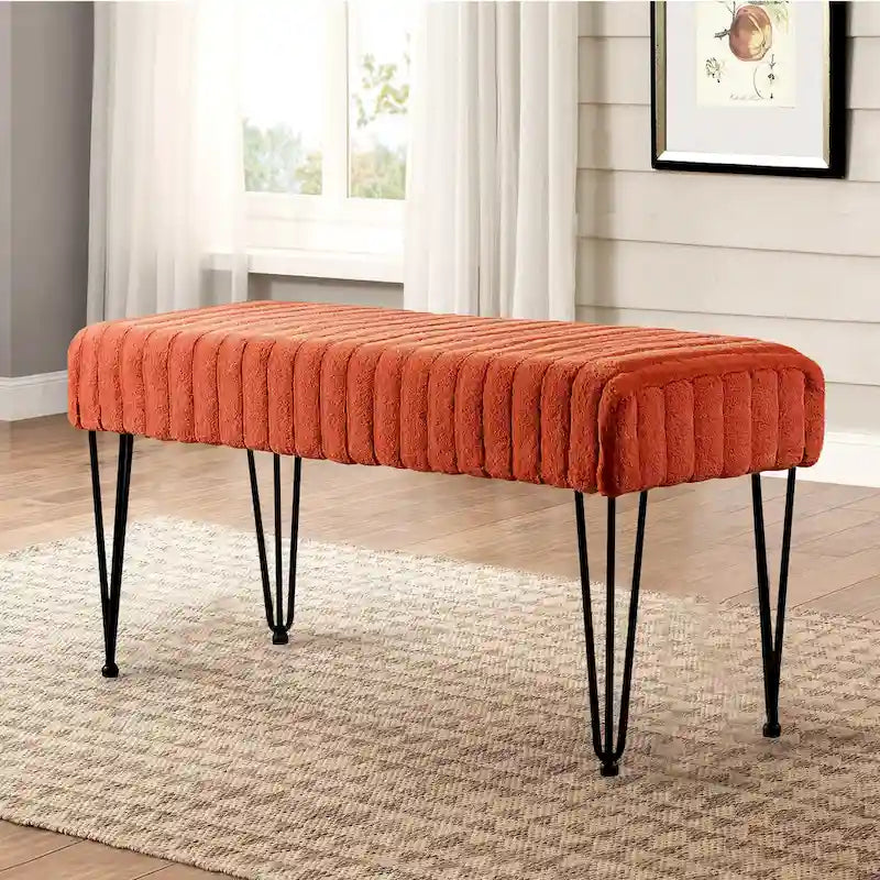 Banc Ottoman en Fausse Fourrure, Rayé, 1 Place