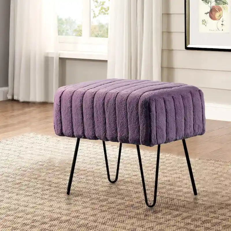 Banc Ottoman en Fausse Fourrure, Rayé, 1 Place