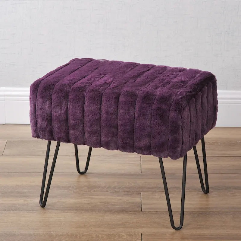 Banc Ottoman en Fausse Fourrure, Rayé, 1 Place