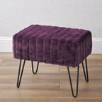 Banc Ottoman en Fausse Fourrure, Rayé, 1 Place