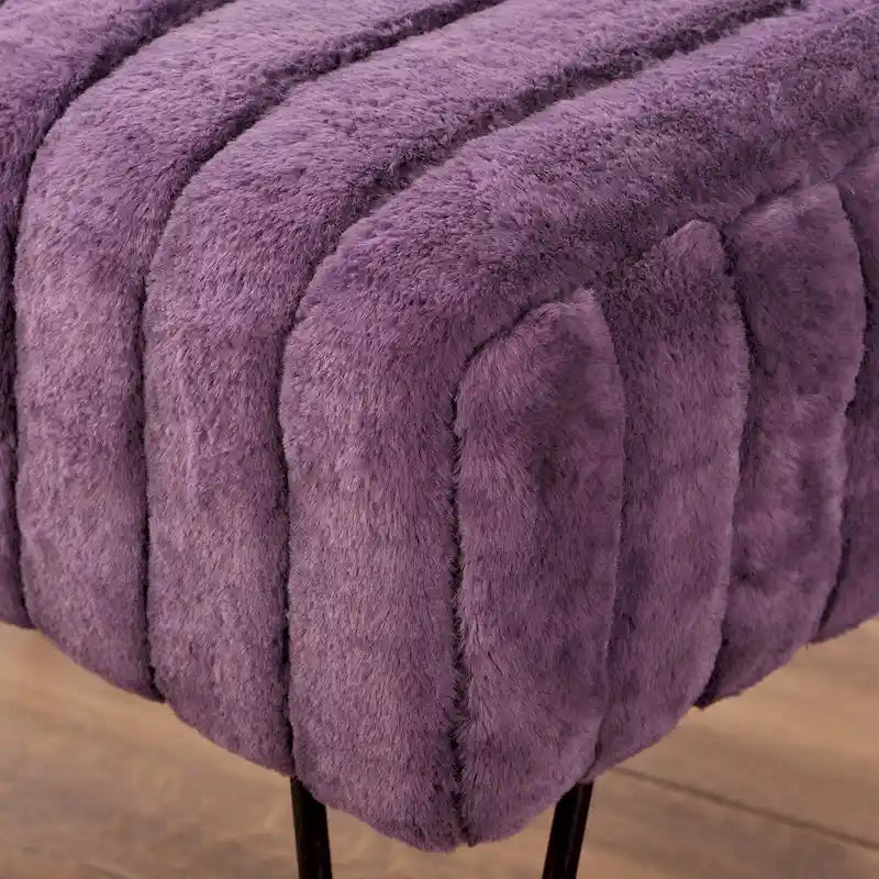 Banc Ottoman en Fausse Fourrure, Rayé, 1 Place