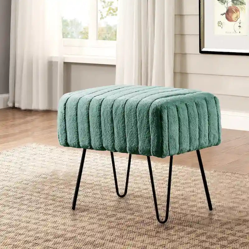 Banc Ottoman en Fausse Fourrure, Rayé, 1 Place