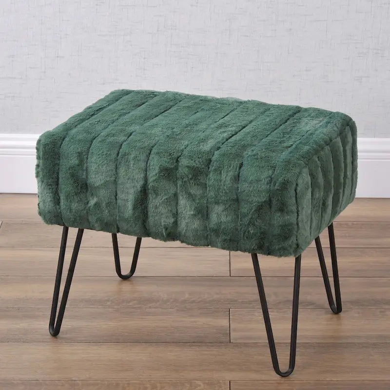 Banc Ottoman en Fausse Fourrure, Rayé, 1 Place