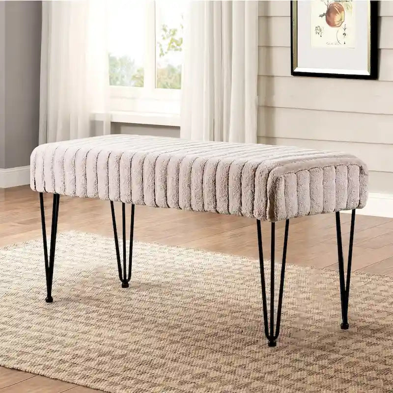Banc Ottoman en Fausse Fourrure, Rayé, 1 Place