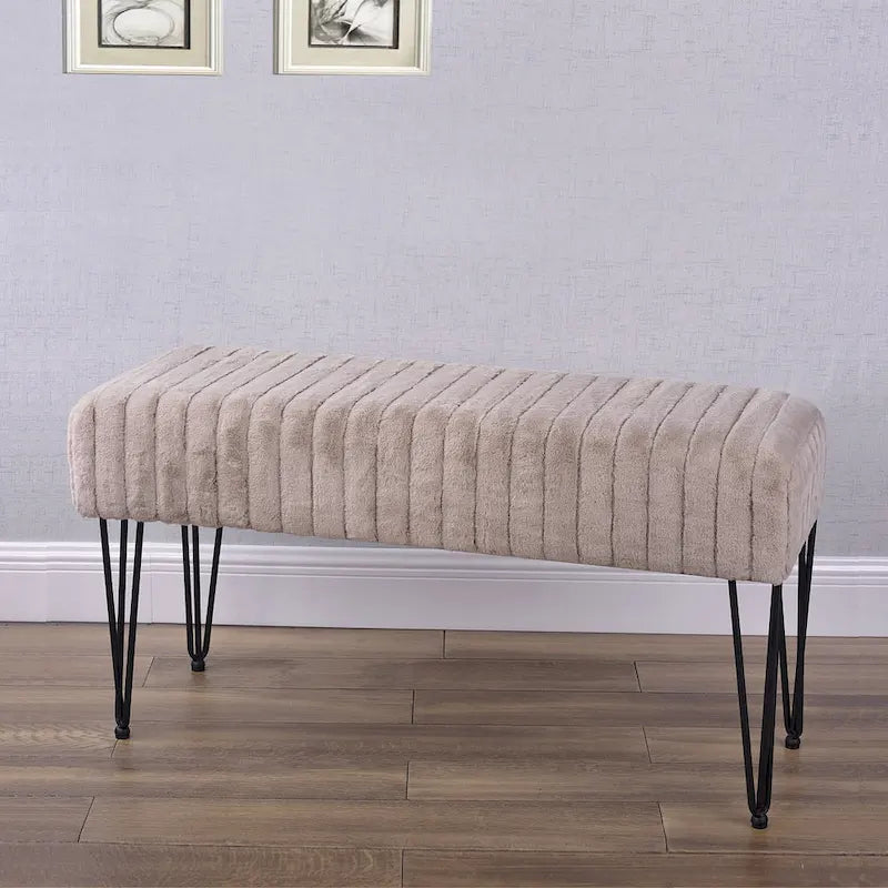 Banc Ottoman en Fausse Fourrure, Rayé, 1 Place