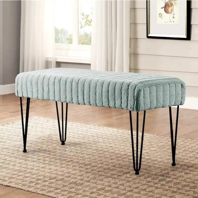 Banc Ottoman en Fausse Fourrure, Rayé, 1 Place