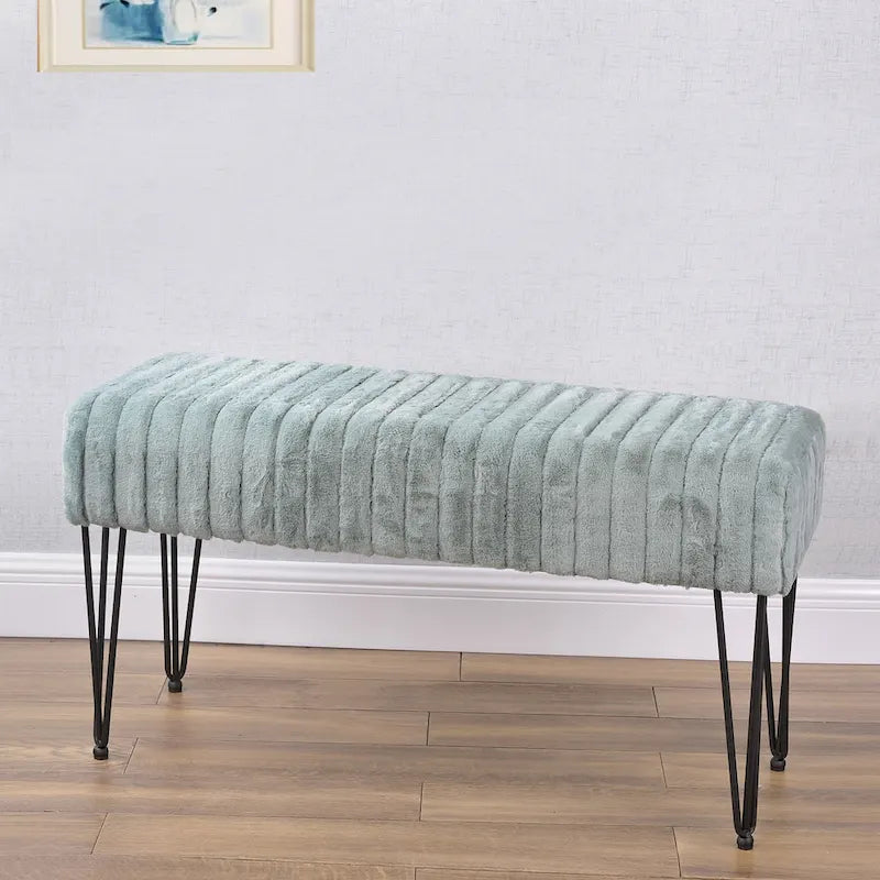 Banc Ottoman en Fausse Fourrure, Rayé, 1 Place