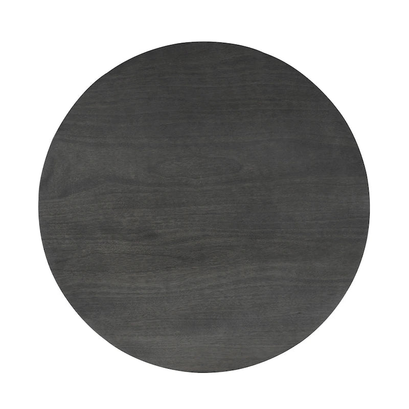 Table à manger ronde, noyer / chêne naturel / gris, 4 places