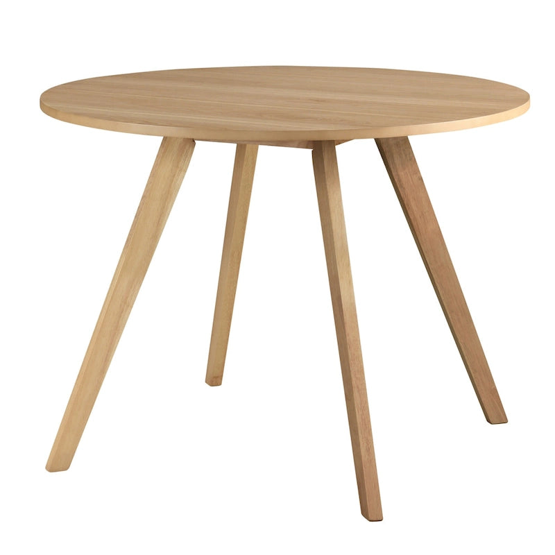 Table à manger ronde, noyer / chêne naturel / gris, 4 places
