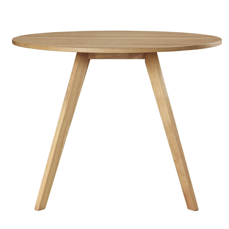 Table à manger ronde, noyer / chêne naturel / gris, 4 places