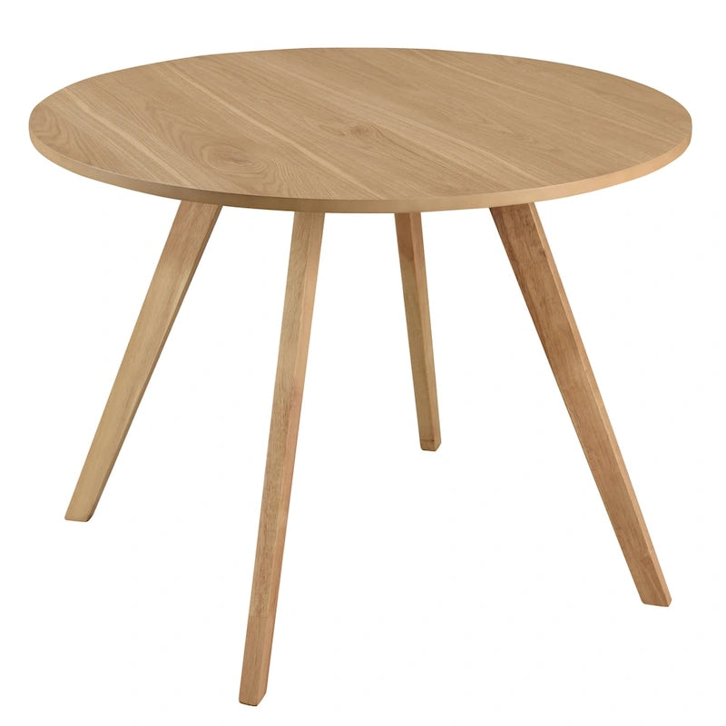 Table à manger ronde, noyer / chêne naturel / gris, 4 places