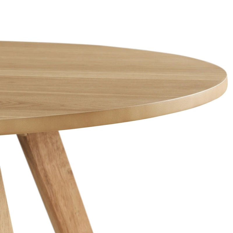 Table à manger ronde, noyer / chêne naturel / gris, 4 places