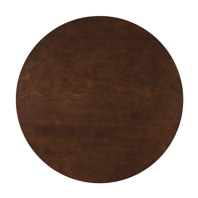 Table à manger ronde, noyer / chêne naturel / gris, 4 places