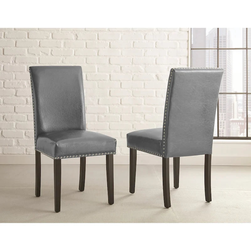 Chaises de salle à manger en similicuir gris, lot de 2, hauteur standard