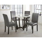 Chaises de salle à manger en similicuir gris, lot de 2, hauteur standard