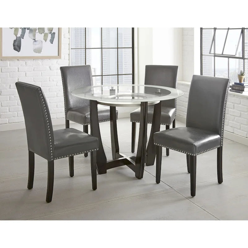 Chaises de salle à manger en similicuir gris, lot de 2, hauteur standard