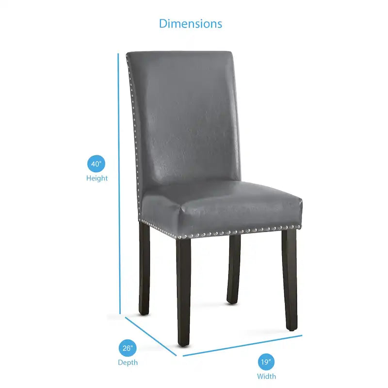 Chaises de salle à manger en similicuir gris, lot de 2, hauteur standard
