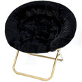 Chaise soucoupe en fausse fourrure noire/bleu marine/grise/rose/bleue/blanche/rouge, pliable, 1 personne