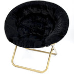 Chaise soucoupe en fausse fourrure noire/bleu marine/grise/rose/bleue/blanche/rouge, pliable, 1 personne