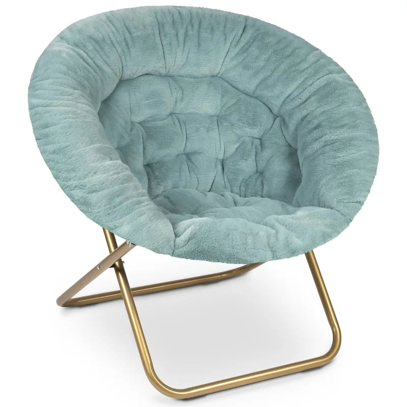 Chaise soucoupe en fausse fourrure noire/bleu marine/grise/rose/bleue/blanche/rouge, pliable, 1 personne