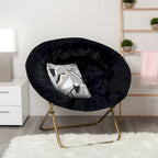 Chaise soucoupe en fausse fourrure noire/bleu marine/grise/rose/bleue/blanche/rouge, pliable, 1 personne