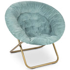 Chaise soucoupe en fausse fourrure noire/bleu marine/grise/rose/bleue/blanche/rouge, pliable, 1 personne