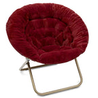 Chaise soucoupe en fausse fourrure noire/bleu marine/grise/rose/bleue/blanche/rouge, pliable, 1 personne