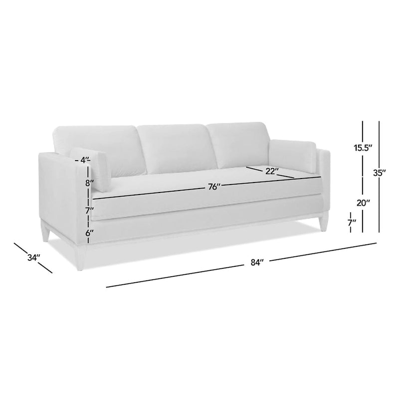 Canapé 3 places en velours à accoudoirs droits de 213 cm, 6 coloris