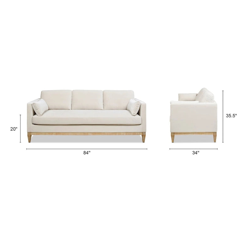Canapé 3 places en velours à accoudoirs droits de 213 cm, 6 coloris