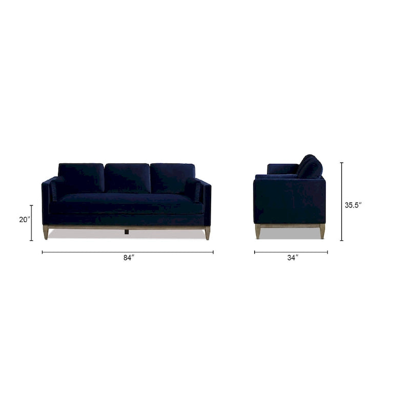 Canapé 3 places en velours à accoudoirs droits de 213 cm, 6 coloris