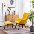 Fauteuil d'appoint capitonné en velours avec ottoman – Jaune / Mauve / Bleu / Gris, 1 place