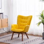 Fauteuil d'appoint capitonné en velours avec ottoman – Jaune / Mauve / Bleu / Gris, 1 place