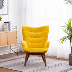Fauteuil d'appoint capitonné en velours avec ottoman – Jaune / Mauve / Bleu / Gris, 1 place
