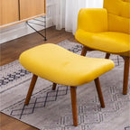 Fauteuil d'appoint capitonné en velours avec ottoman – Jaune / Mauve / Bleu / Gris, 1 place