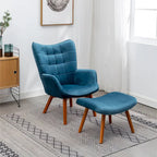 Fauteuil d'appoint capitonné en velours avec ottoman – Jaune / Mauve / Bleu / Gris, 1 place