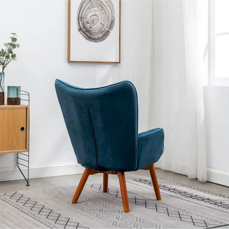 Fauteuil d'appoint capitonné en velours avec ottoman – Jaune / Mauve / Bleu / Gris, 1 place