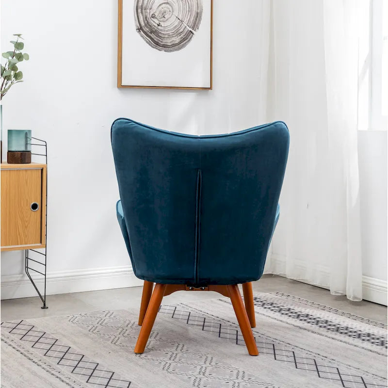 Fauteuil d'appoint capitonné en velours avec ottoman – Jaune / Mauve / Bleu / Gris, 1 place