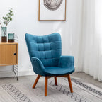 Fauteuil d'appoint capitonné en velours avec ottoman – Jaune / Mauve / Bleu / Gris, 1 place