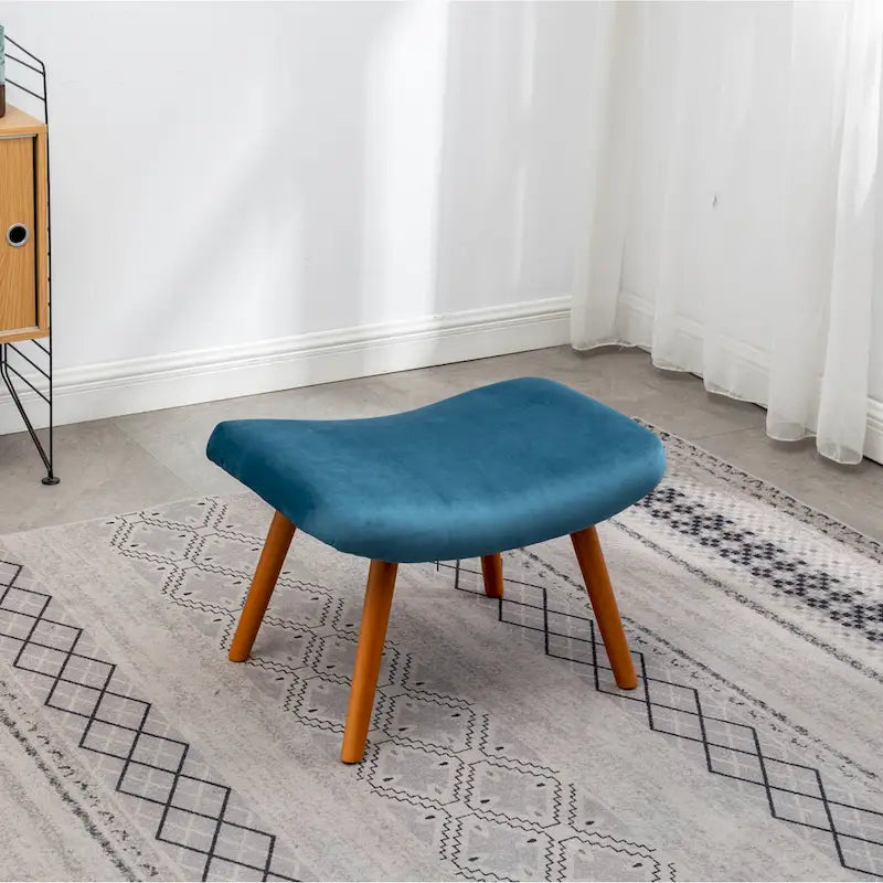 Fauteuil d'appoint capitonné en velours avec ottoman – Jaune / Mauve / Bleu / Gris, 1 place