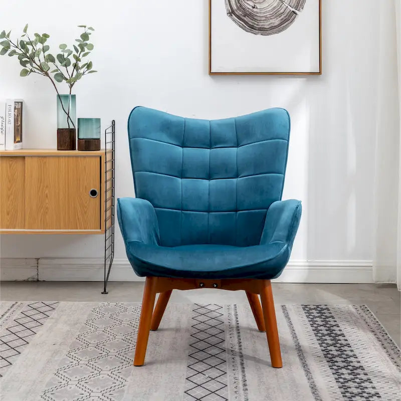Fauteuil d'appoint capitonné en velours avec ottoman – Jaune / Mauve / Bleu / Gris, 1 place