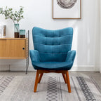 Fauteuil d'appoint capitonné en velours avec ottoman – Jaune / Mauve / Bleu / Gris, 1 place