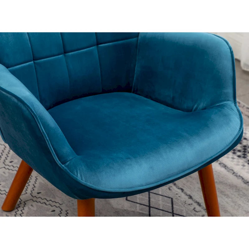 Fauteuil d'appoint capitonné en velours avec ottoman – Jaune / Mauve / Bleu / Gris, 1 place